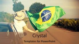  Presentation with memory - Colorful PPT layouts enhanced with memory game - woman holding brazil flag backdrop and a coral colored foreground