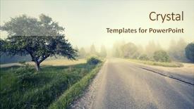  Presentation with rural road - Beautiful presentation design featuring memory lane - rural road in morning fog backdrop and a cream colored foreground