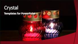  Presentation with lantern - Presentation having memory lantern with candles on wooden table on grey background background and a wine colored foreground