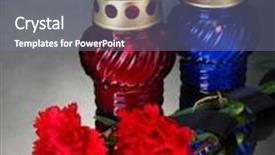  Presentation with lanterns - PPT theme with memory lanterns with candles carnations and black ribbon on grey background background and a gray colored foreground