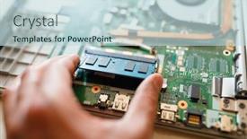  Presentation with memory ram - Colorful slide set enhanced with memory-module-ddr4-ram-installation backdrop and a sky blue colored foreground