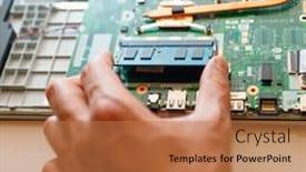  Presentation with memory ram - Slide set with memory-module-ddr4-ram-installation background and a coral colored foreground