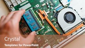  Presentation with memory - Presentation design featuring memory-module-ddr4-ram-installation background and a coral colored foreground