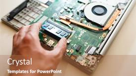  Presentation with memory ram - Audience pleasing theme consisting of memory-module-ddr4-ram-installation backdrop and a red colored foreground