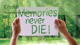  Presentation with memory - Presentation design consisting of memory phrases - memories never die card background and a seafoam green colored foreground
