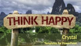  Presentation with think big - Amazing theme having memory phrases - think happy sign backdrop and a tawny brown colored foreground