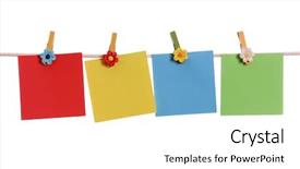  Presentation with blank - PPT layouts having memos letters - four blank notes hanging background and a white colored foreground