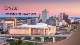  Presentation with highways - PPT layouts with memphis tennessee usa downtown city background and a coral colored foreground