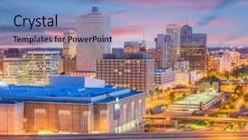  Presentation with tennessee - Presentation theme with memphis tennessee usa downtown skyline background and a teal colored foreground