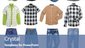  Presentation with clothes - Slide deck having blue white men - man's clothes collection background and a ocean colored foreground
