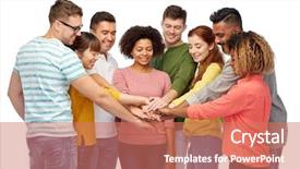  Presentation with race ethnicity - Amazing slides having men and women holding hands backdrop and a coral colored foreground