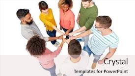  Presentation with race ethnicity - Audience pleasing presentation theme consisting of men and women holding hands backdrop and a lemonade colored foreground