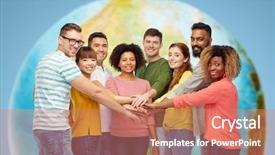  Presentation with race ethnicity - Theme enhanced with men and women holding hands background and a coral colored foreground
