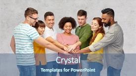 Presentation with race ethnicity - PPT theme featuring men and women holding hands background and a ocean colored foreground