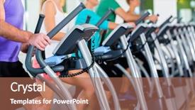  Presentation with senior fitness - Slide set enhanced with men and women on elliptical background and a coral colored foreground