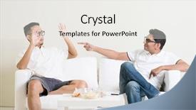  Presentation with two men on a judo - Amazing PPT theme having men arguing two young male backdrop and a white colored foreground