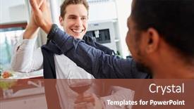  Presentation with give - PPT theme consisting of men-as-friends-give-each background and a tawny brown colored foreground