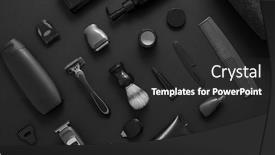  Presentation with shaving - Beautiful presentation design featuring men-beauty-and-health-concept backdrop and a dark gray colored foreground