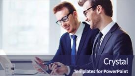  Presentation with data meeting - Presentation design with men conference - young businessman explaining data background and a navy blue colored foreground