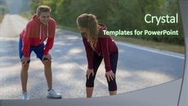  Presentation with healthy lifestyle - Slide deck having men cross - young couple enjoying background and a  colored foreground