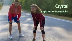  Presentation with healthy lifestyle - Audience pleasing PPT theme consisting of men cross - young couple enjoying backdrop and a  colored foreground