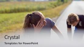  Presentation with healthy lifestyle - PPT theme with men cross - young couple enjoying background and a  colored foreground