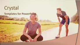  Presentation with healthy lifestyle - Cool new PPT theme with men cross - young couple enjoying backdrop and a cream colored foreground