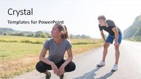  Presentation with healthy lifestyle cute - PPT theme with men cross - young couple enjoying background and a sky blue colored foreground