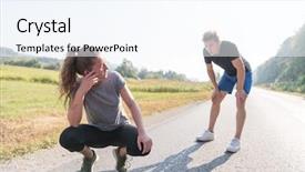  Presentation with healthy lifestyle - Slides featuring men cross - young couple enjoying background and a sky blue colored foreground