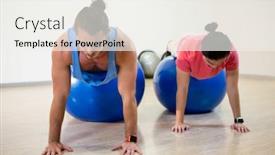  Presentation with gym ball - Colorful PPT layouts enhanced with men-doing-push-up backdrop and a sky blue colored foreground