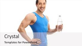  Presentation with professional tennis player athlete man - Presentation theme consisting of men exercise hydration - athletic young man background and a  colored foreground