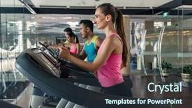  Presentation with healthy lifestyle - Presentation design consisting of men exercise hydration - cheerful beautiful woman background and a tawny brown colored foreground