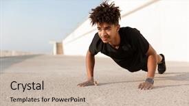  Presentation with confident - Presentation theme enhanced with men exercise hydration - confident young african man dressed background and a soft green colored foreground