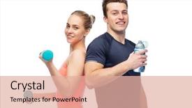  Presentation with water bottle - PPT layouts featuring men exercise hydration - sport fitness lifestyle and people background and a lemonade colored foreground