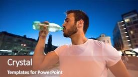 Presentation with benefits of drinking water - Slides having men exercise hydration - young athletic man drinking water background and a coral colored foreground