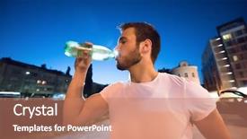  Presentation with hydration - Theme enhanced with men exercise hydration - young athletic man drinking water background and a coral colored foreground