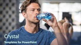 Presentation with drinking water - Audience pleasing PPT layouts consisting of men exercise hydration - young man drinking water backdrop and a ocean colored foreground