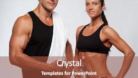 Presentation with brutal strong bodybuilder athletic fitness - PPT layouts featuring men exercising bottled water - athletic man and woman background and a tawny brown colored foreground