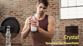  Presentation with iv infusion iv bottle - Theme featuring men exercising bottled water - man shaking shaker bottle background and a  colored foreground