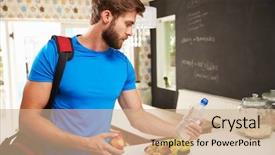  Presentation with gym - Beautiful PPT theme featuring men exercising bottled water - man wearing gym clothing choosing backdrop and a  colored foreground