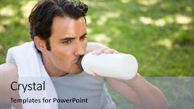  Presentation with sports drinks - Amazing presentation theme having men exercising bottled water - man with a white towel backdrop and a  colored foreground