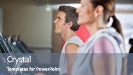  Presentation with running treadmill - PPT theme consisting of men exercising bottled water - side view of happy young background and a  colored foreground