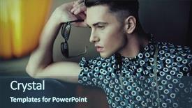  Presentation with elegant man in glasses optics - Slide set having sunday service - cicc church famous architectural landmark background and a  colored foreground.