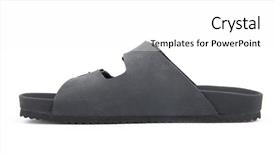  Presentation with design fashion - Audience pleasing presentation design consisting of men fashion sandal isolated backdrop and a  colored foreground