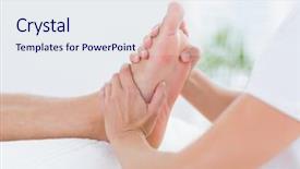  Presentation with foot massage - PPT theme featuring doing foot massage in medical background and a sky blue colored foreground