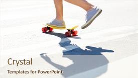  Presentation with extreme - Slide deck with foot traffic - summer extreme sport and people background and a teal colored foreground