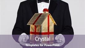  Presentation with house building - Beautiful theme featuring give donations volunteer welfare support backdrop and a light gray colored foreground