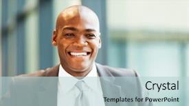  Presentation with african american - Audience pleasing PPT theme consisting of men formal black tie - handsome african american businessman closeup backdrop and a lemonade colored foreground
