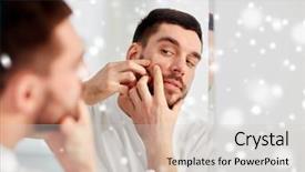  Presentation with men grooming - PPT layouts featuring men grooming - beauty hygiene skin problem background and a lemonade colored foreground