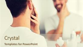  Presentation with men grooming - Slide set with men grooming - beauty skin care and people background and a cream colored foreground